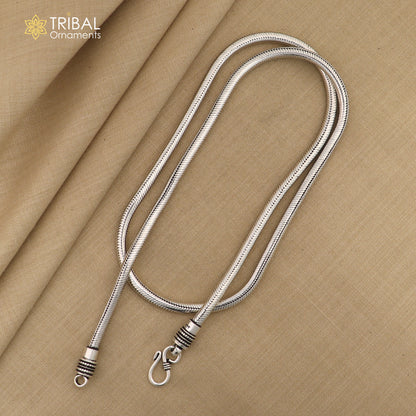 4 mm sterling silver snake pendant chain, oxidized 925 silver screw chain, handmade trendy necklace, 16-28 inches long