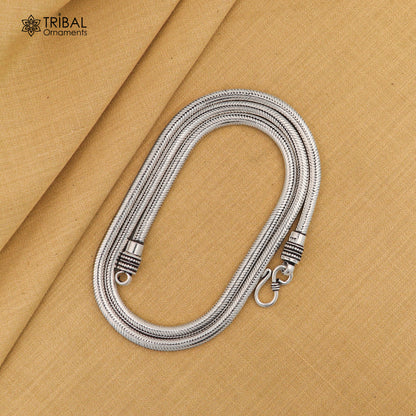 4mm 925 sterling silver snake pendant chain with oxidized finish, handmade trendy screw chain necklace, 16-28 inches long.