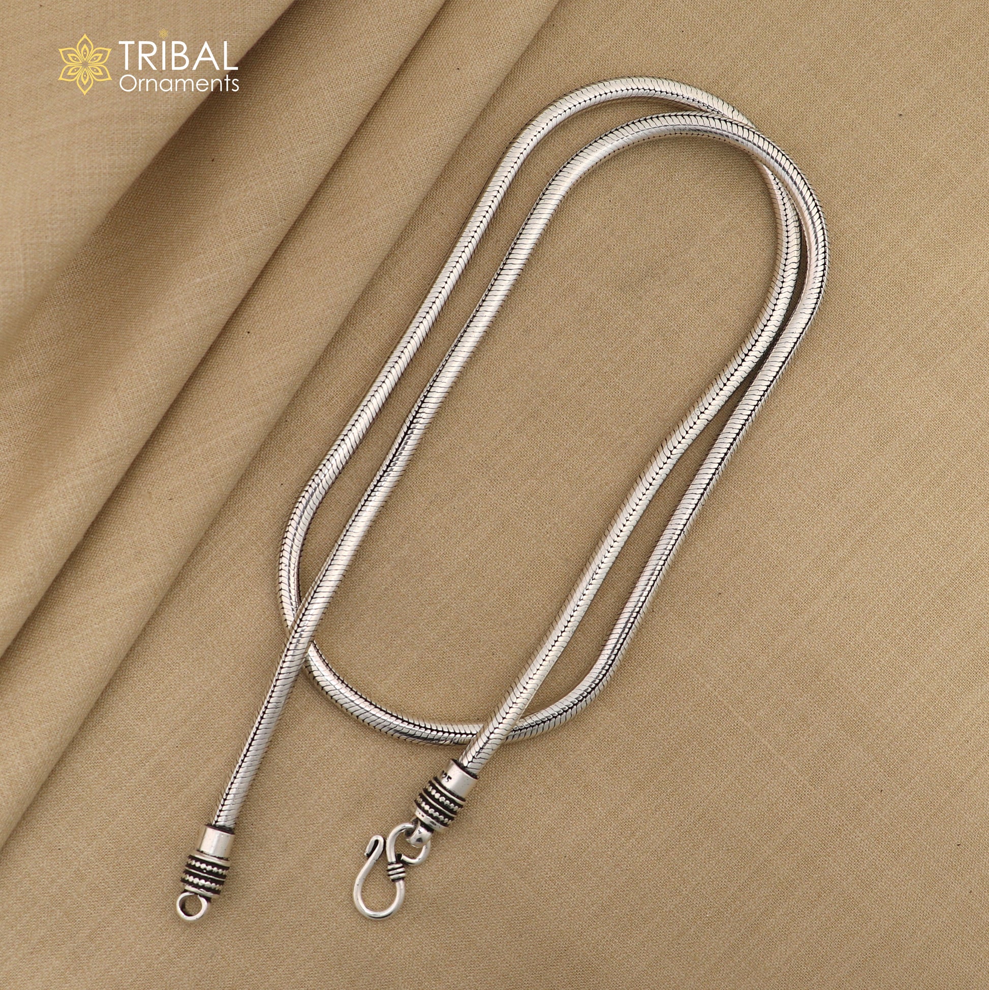 4 mm screw chain 925 sterling silver handmade snake chain pendant chain, necklace chain, oxidized silver trendy chain  necklace ch158 - TRIBAL ORNAMENTS