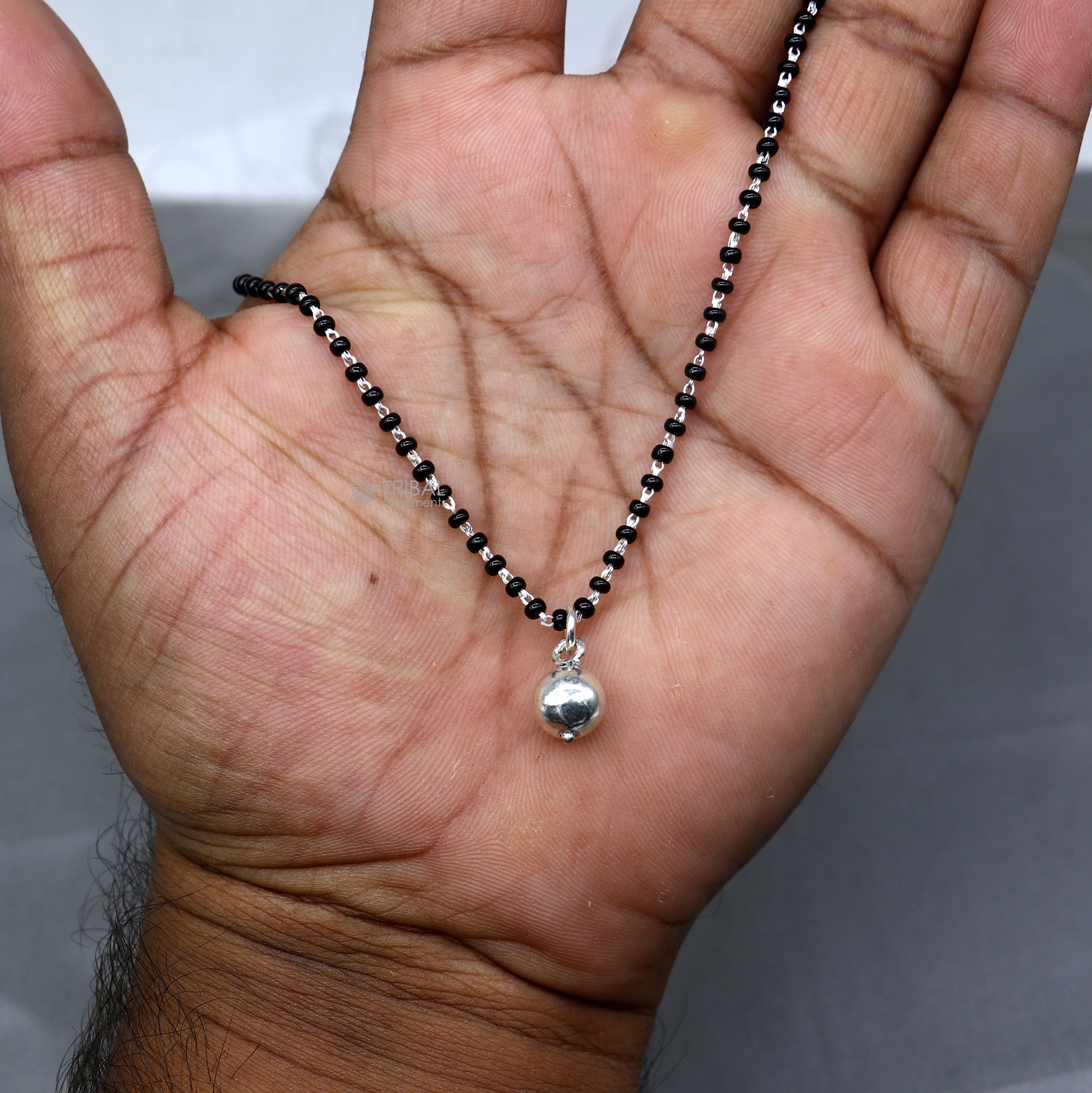 925 sterling silver ball Mangalsutra pendant, best women's girl's gifting jewelry mS75 - TRIBAL ORNAMENTS