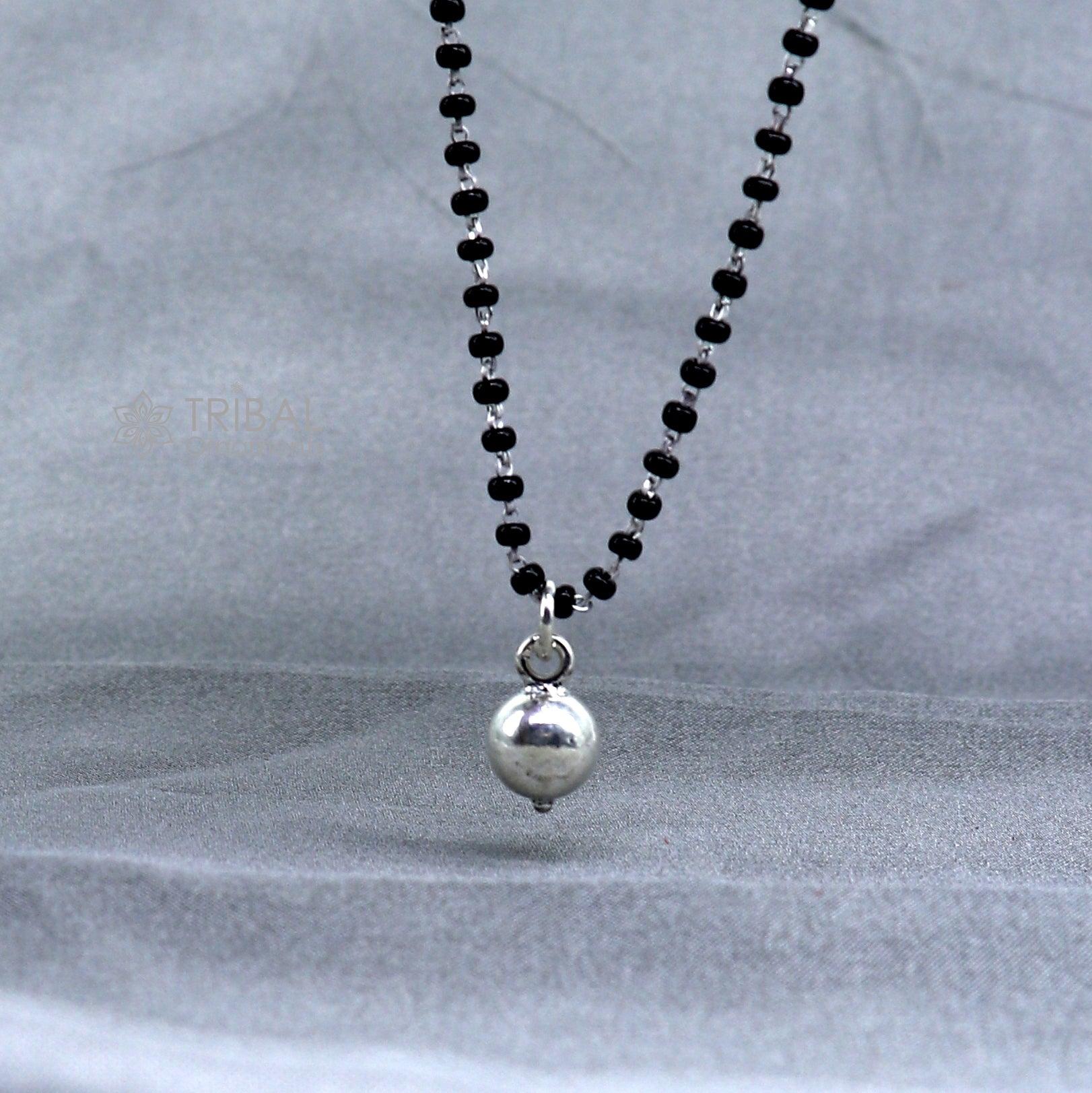 925 sterling silver ball Mangalsutra pendant, best women's girl's gifting jewelry mS75 - TRIBAL ORNAMENTS