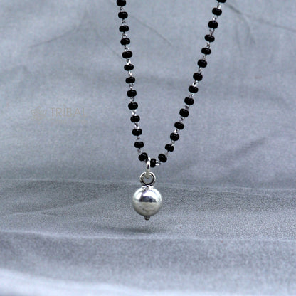 925 sterling silver ball Mangalsutra pendant by TRIBAL ORNAMENTS, featuring a traditional design for women's jewelry gifting.