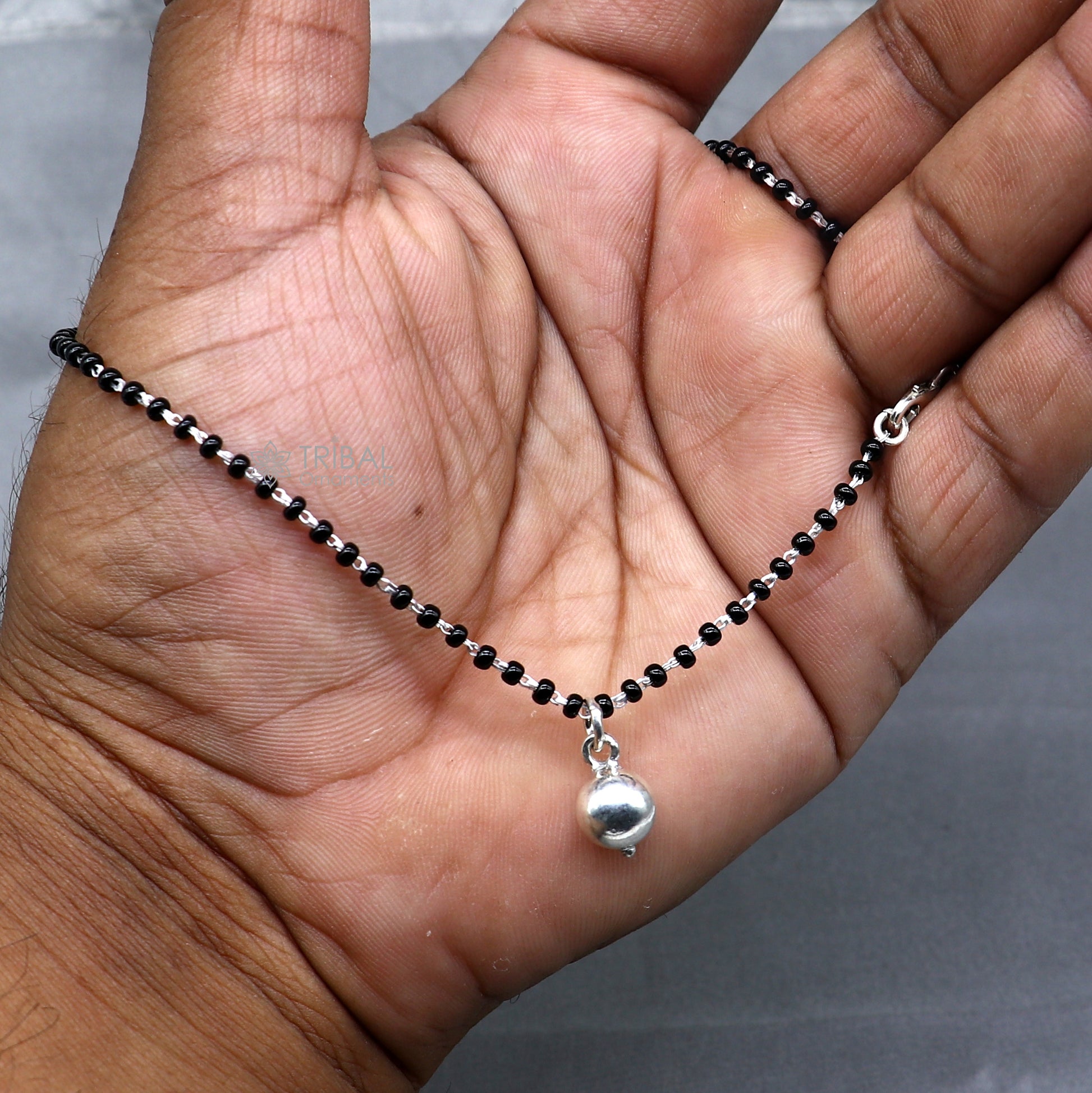 925 sterling silver ball Mangalsutra pendant, best women's girl's gifting jewelry mS75 - TRIBAL ORNAMENTS