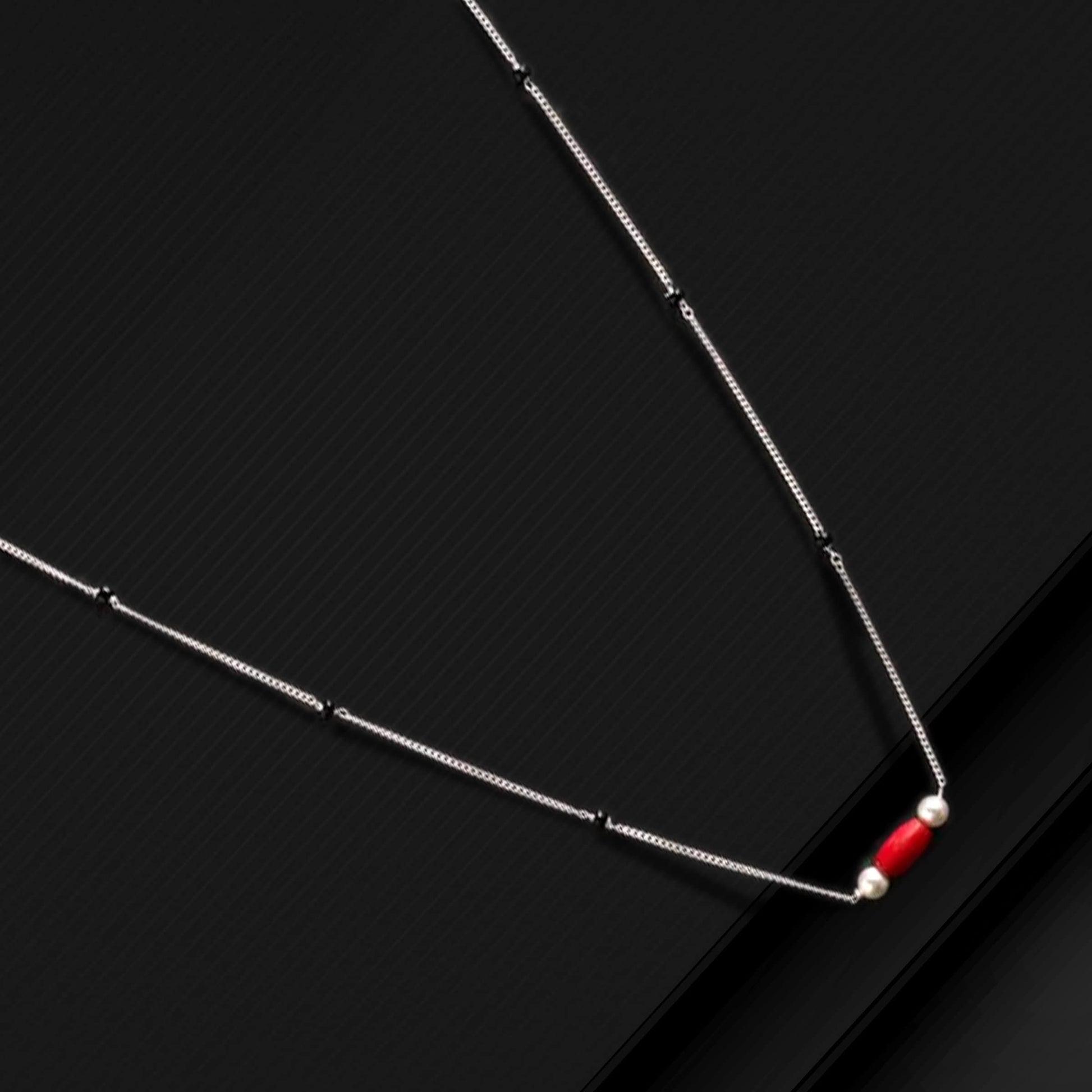 925 sterling silver black beaded chain necklace and vintage antique silver ball style pendant Mangalsutra ms124 - TRIBAL ORNAMENTS