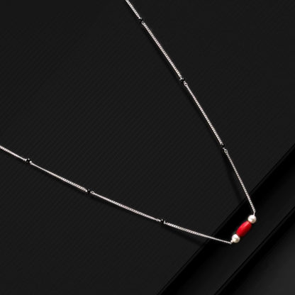 925 sterling silver black beaded chain and vintage ball-style Mangalsutra with pendant, crafted by TRIBAL ORNAMENTS.