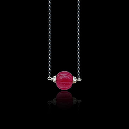 Sterling silver black beads and red beads mangalsutra necklace with vintage style from Tribal Ornaments.