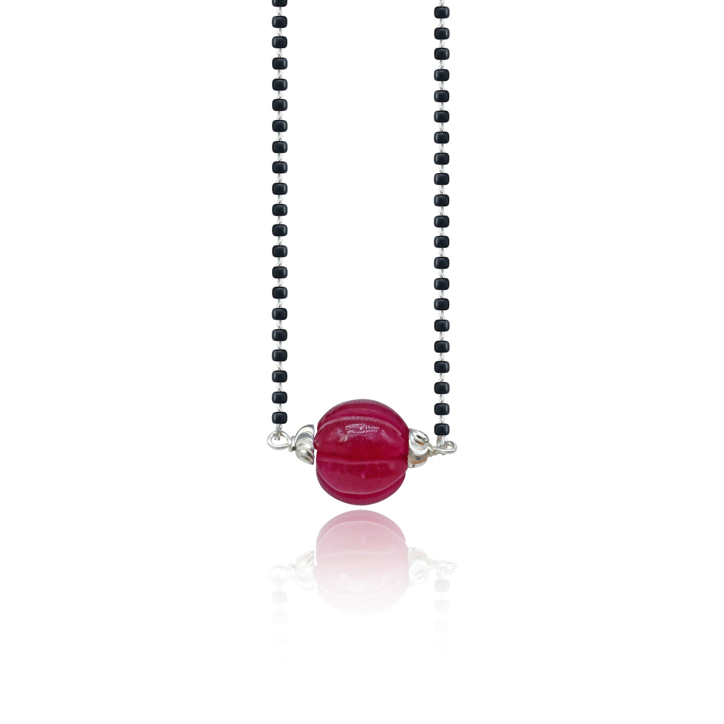 925 sterling silver black beads chain and red beads necklace, vintage stylish fancy necklace ms150 - TRIBAL ORNAMENTS