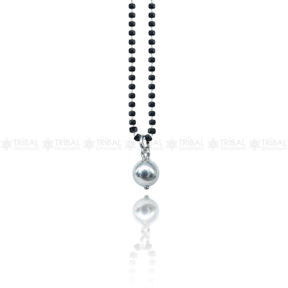 925 sterling silver black and silver beads chain necklace with vintage style, stylish mangalsutra design by TRIBAL ORNAMENTS