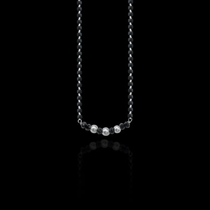 Sterling silver black beads chain necklace, vintage stylish Mangalsutra with traditional Indian bride design by TRIBAL ORNAMENTS