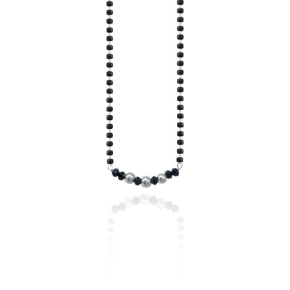 Sterling silver black beads chain necklace, vintage stylish traditional Mangalsutra for brides, tribal ornaments India MS145
