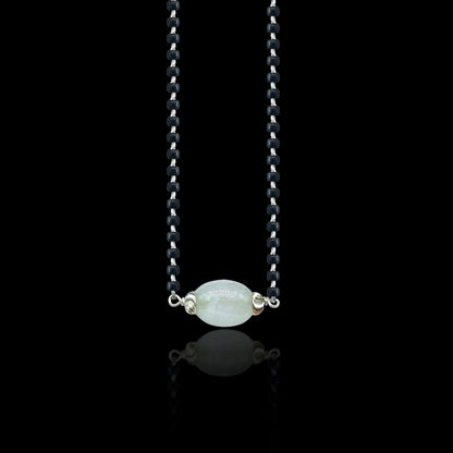 Sterling silver black beads chain necklace with traditional Indian bridal style Mangalsutra by TRIBAL ORNAMENTS.