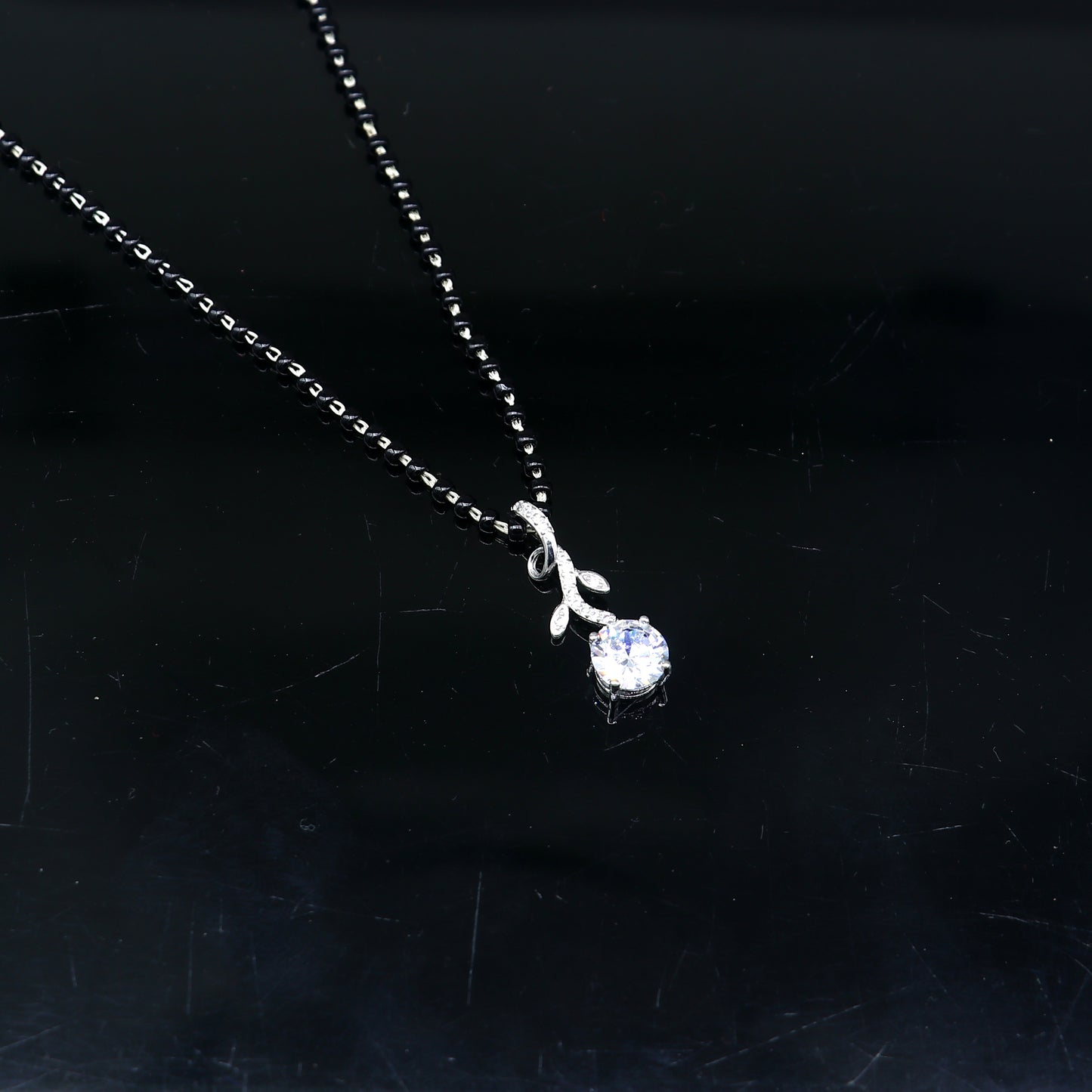 925 sterling silver diamond Mangalsutra pendant, best women's girl's gifting jewelry ms78 - TRIBAL ORNAMENTS