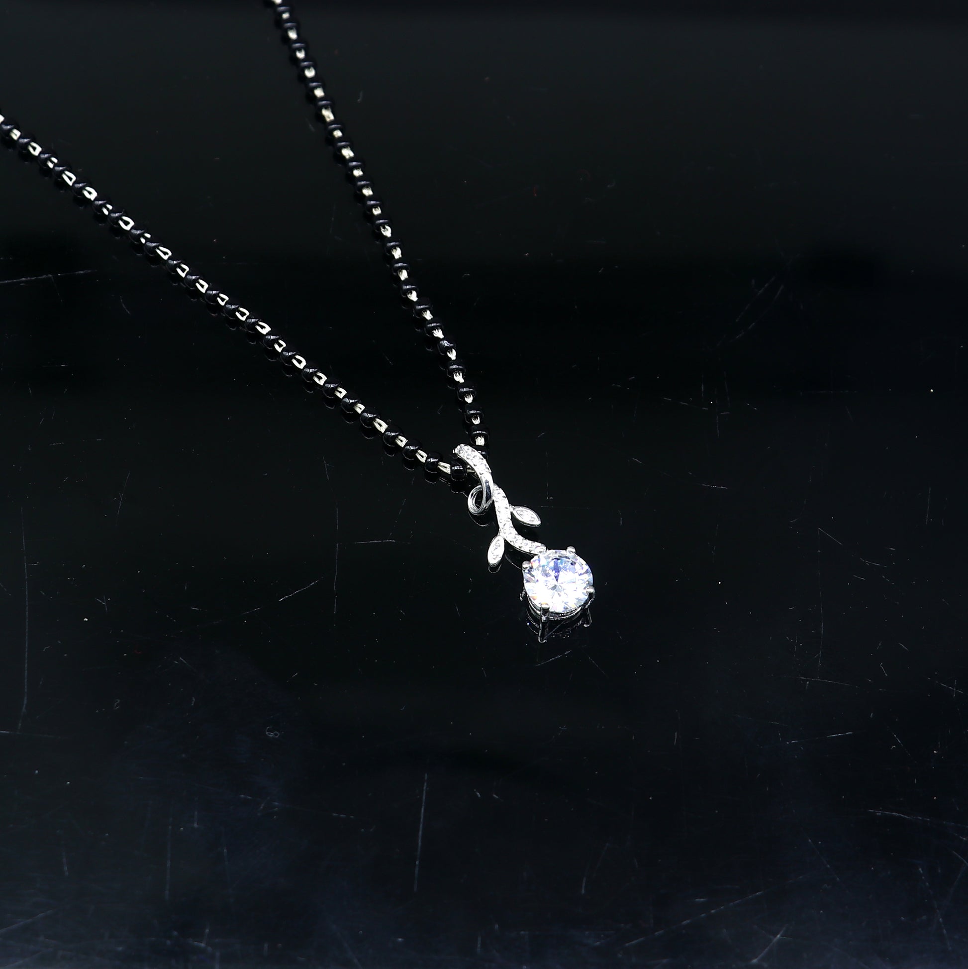 925 sterling silver diamond Mangalsutra pendant, best women's girl's gifting jewelry ms78 - TRIBAL ORNAMENTS