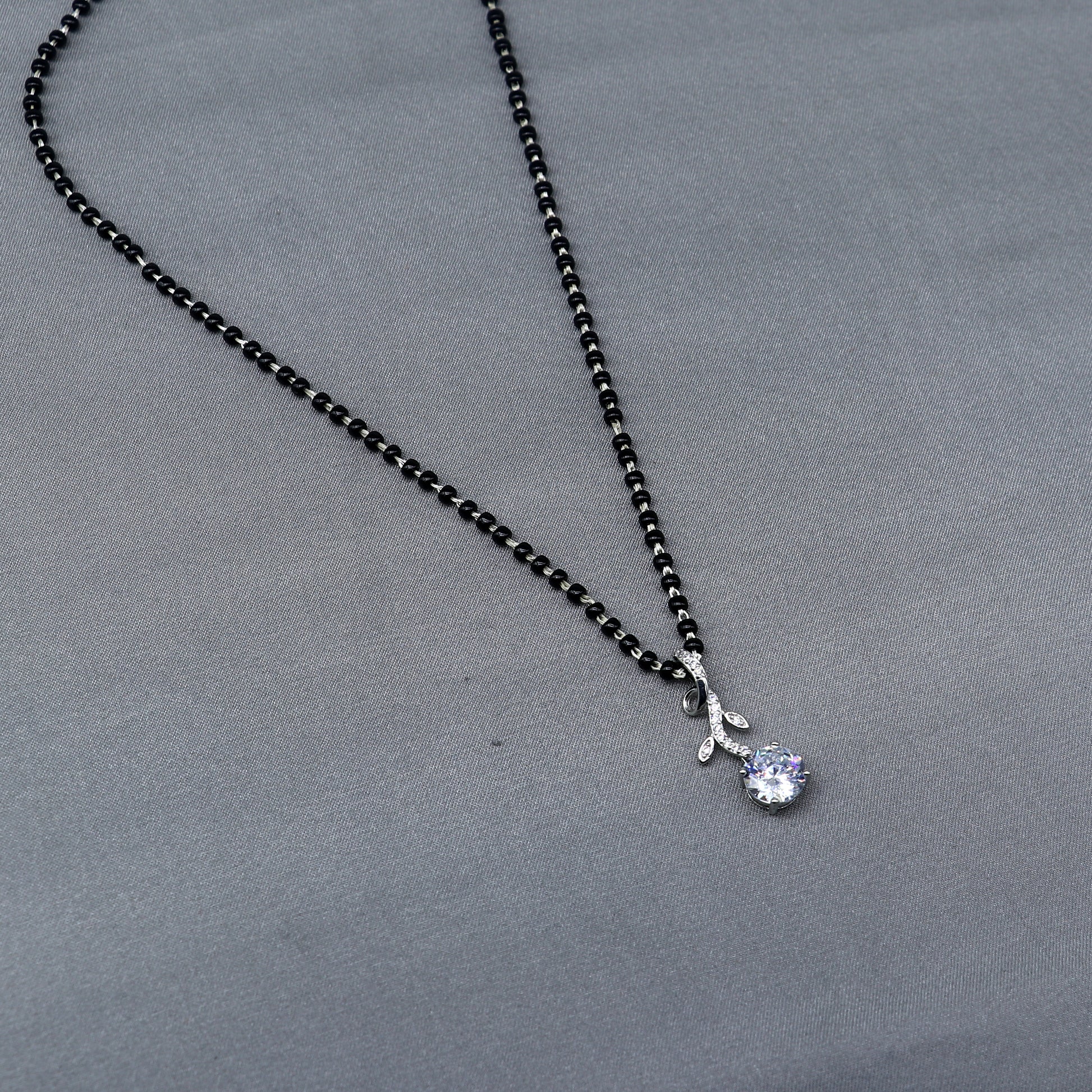 925 sterling silver diamond Mangalsutra pendant, best women's girl's gifting jewelry ms78 - TRIBAL ORNAMENTS