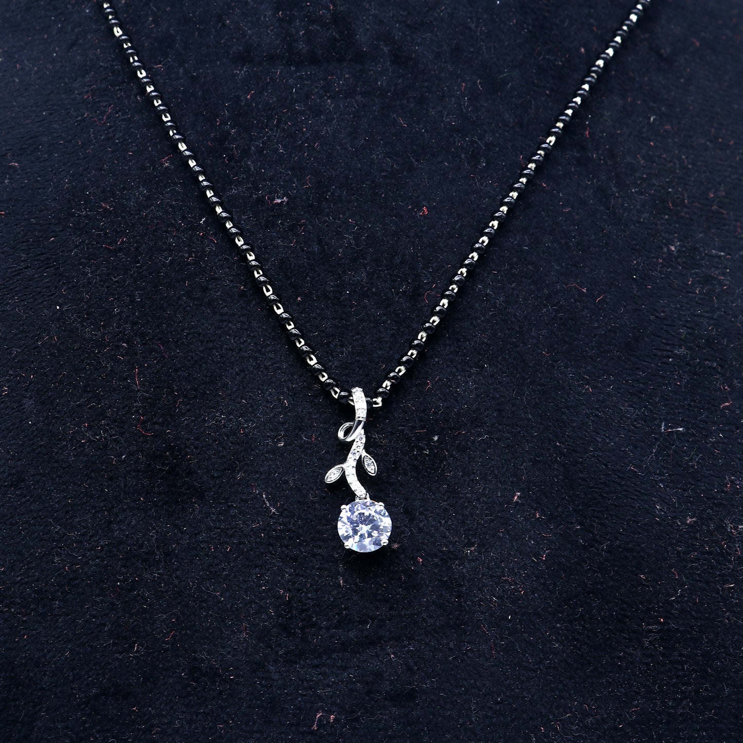 925 sterling silver diamond Mangalsutra pendant, best women's girl's gifting jewelry ms78 - TRIBAL ORNAMENTS