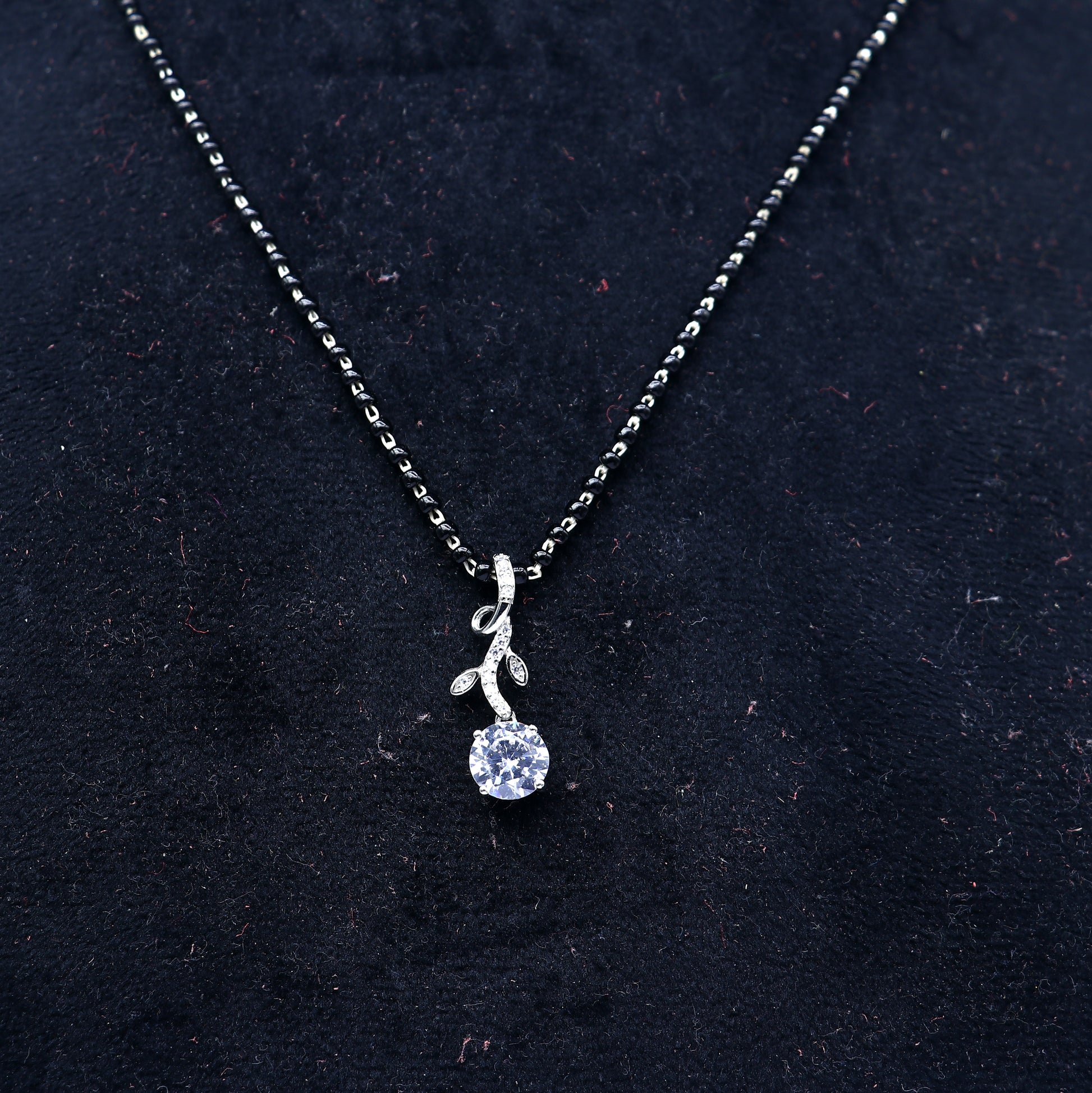 925 sterling silver diamond Mangalsutra pendant, best women's girl's gifting jewelry ms78 - TRIBAL ORNAMENTS