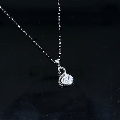 925 sterling silver Swan diamond Mangalsutra pendant, best women's girl's gifting jewelry ms77 - TRIBAL ORNAMENTS