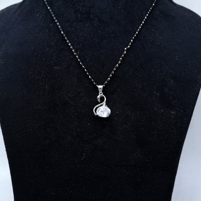 925 sterling silver Swan diamond Mangalsutra pendant, best women's girl's gifting jewelry ms77 - TRIBAL ORNAMENTS