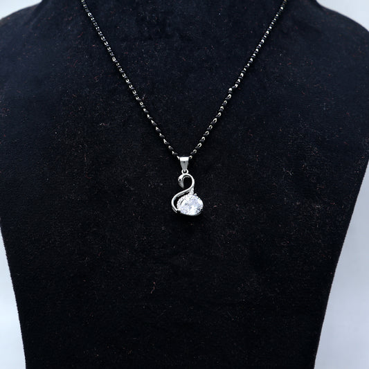 925 sterling silver Swan diamond Mangalsutra pendant, best women's girl's gifting jewelry ms77 - TRIBAL ORNAMENTS