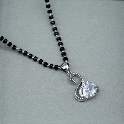 925 sterling silver Swan diamond Mangalsutra pendant, best women's girl's gifting jewelry ms77 - TRIBAL ORNAMENTS