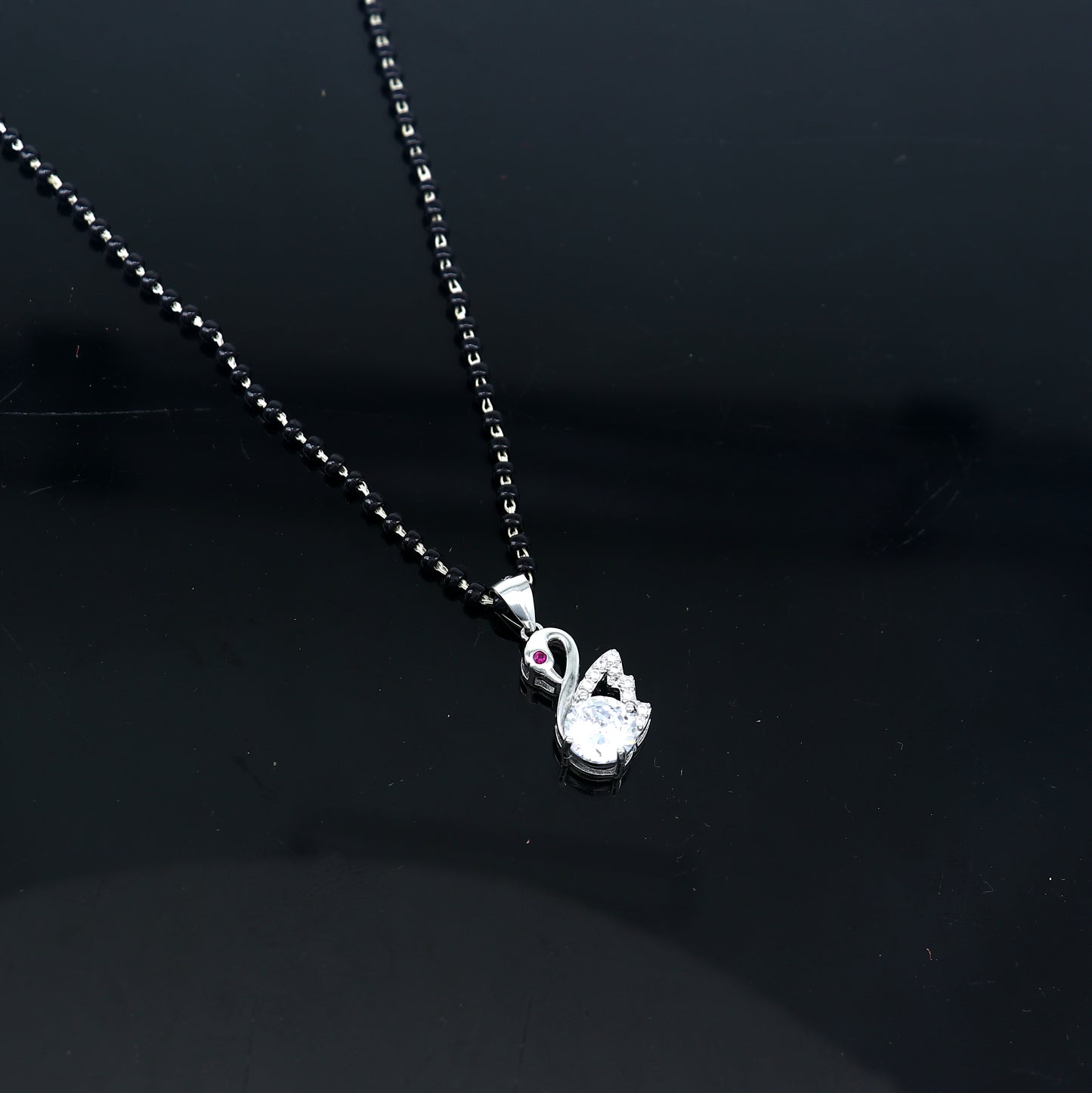 925 sterling silver Swan Mangalsutra pendant, best women's girl's gifting jewelry ms76 - TRIBAL ORNAMENTS