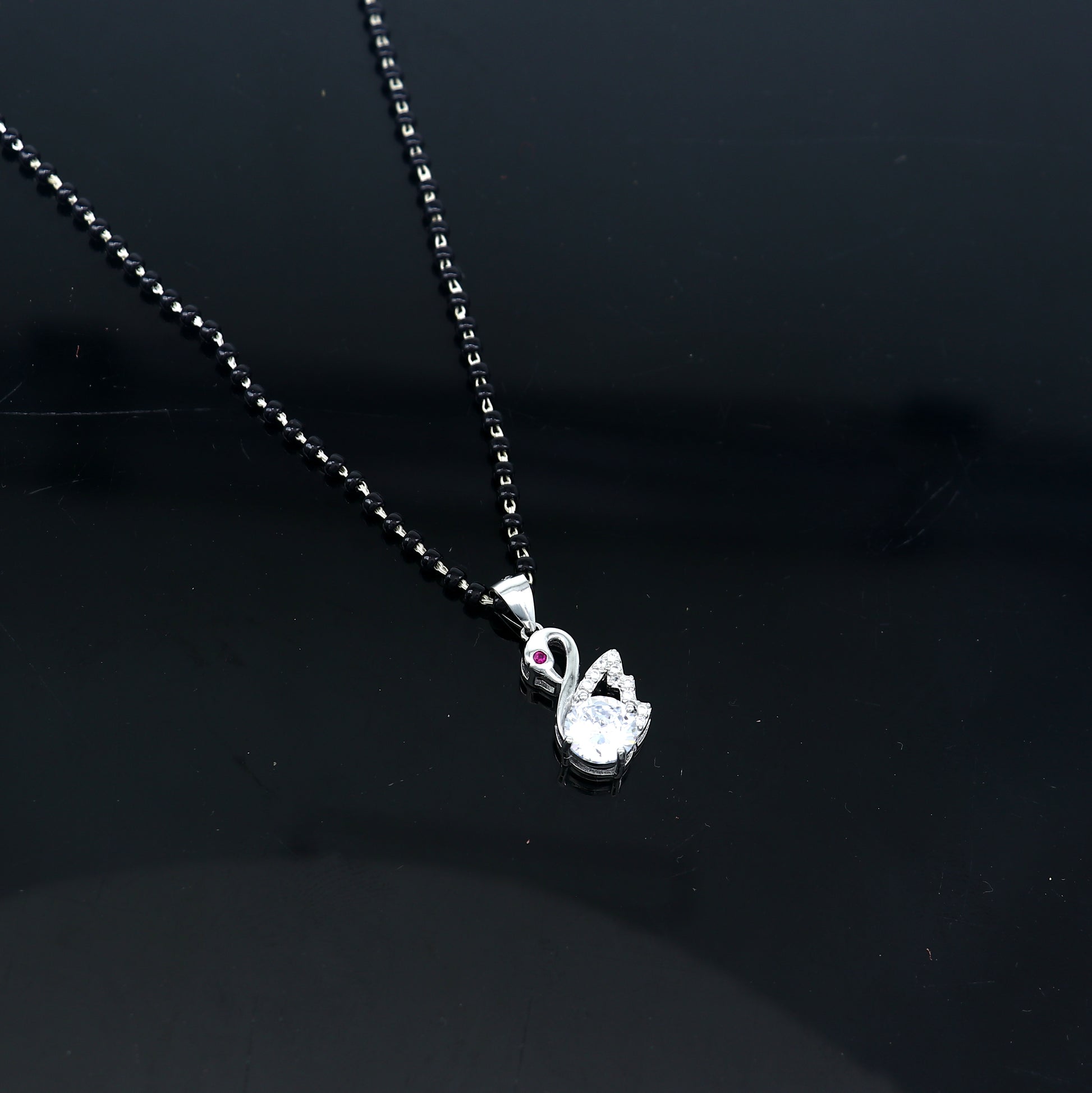 925 sterling silver Swan Mangalsutra pendant, best women's girl's gifting jewelry ms76 - TRIBAL ORNAMENTS