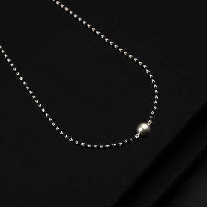 Pure 925 sterling silver black beaded chain necklace and vintage antique silver ball style pendant Mangalsutra ms116 - TRIBAL ORNAMENTS