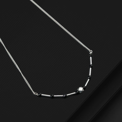 Pure 925 sterling silver black beaded chain necklace and vintage antique silver ball style pendant Mangalsutra ms119 - TRIBAL ORNAMENTS