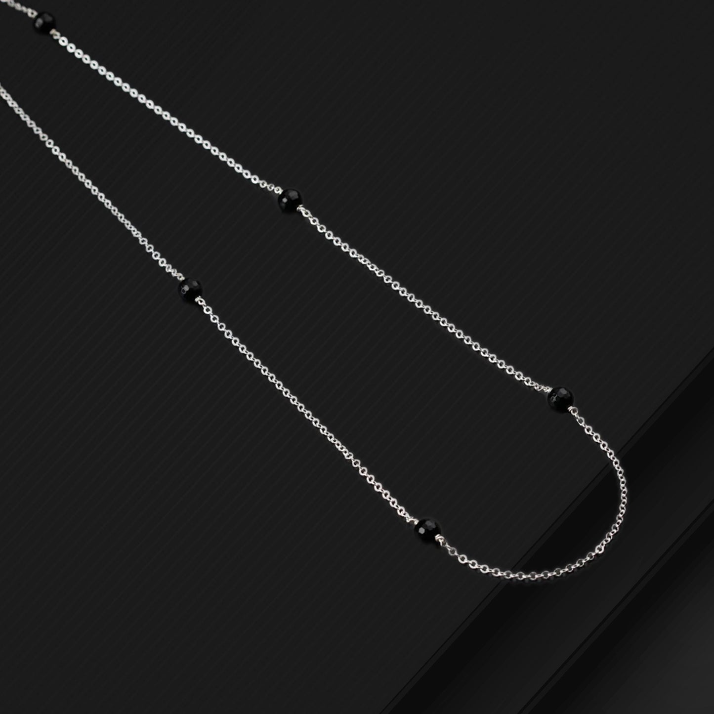 Pure 925 sterling silver black beaded chain necklace and vintage antique silver ball style pendant Mangalsutra ms122 - TRIBAL ORNAMENTS