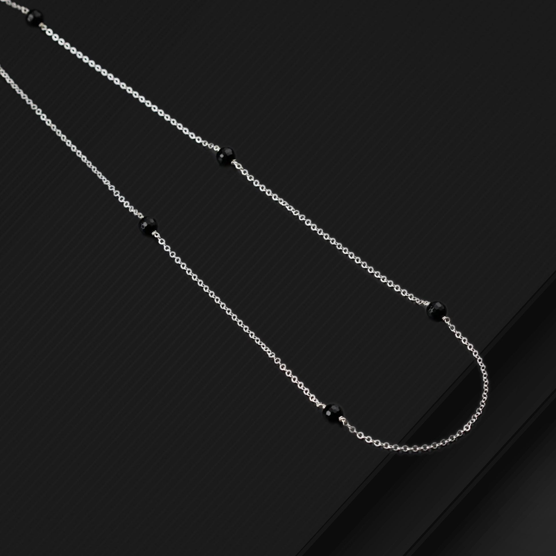 Pure 925 sterling silver black beaded chain necklace and vintage antique silver ball style pendant Mangalsutra ms122 - TRIBAL ORNAMENTS