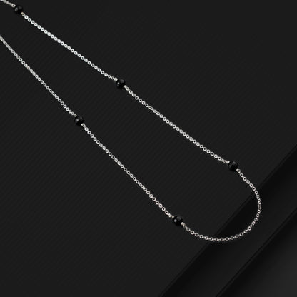Pure 925 sterling silver black beaded chain necklace and vintage antique silver ball style pendant Mangalsutra ms122 - TRIBAL ORNAMENTS