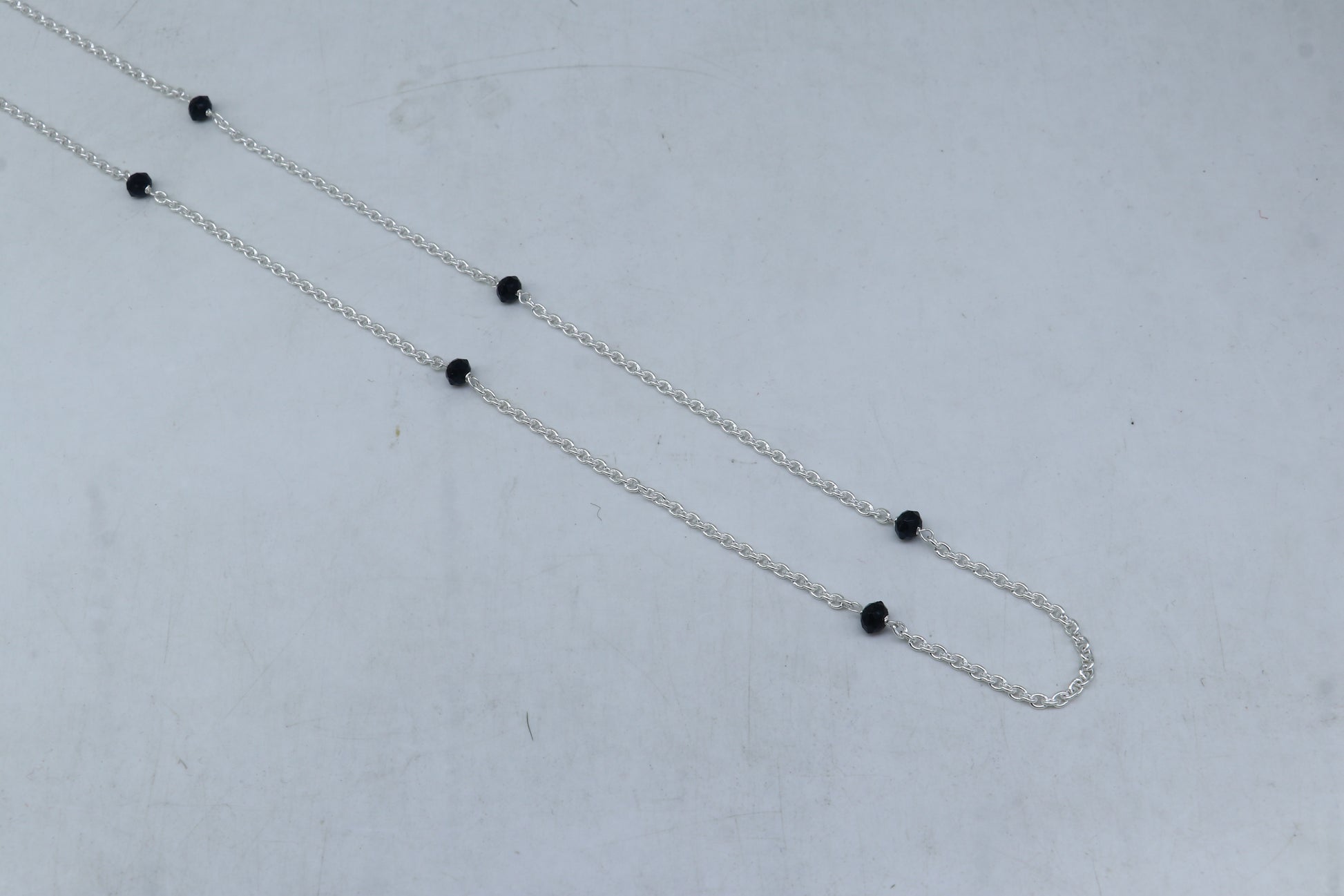 Pure 925 sterling silver black beaded chain necklace and vintage antique silver ball style pendant Mangalsutra ms122 - TRIBAL ORNAMENTS