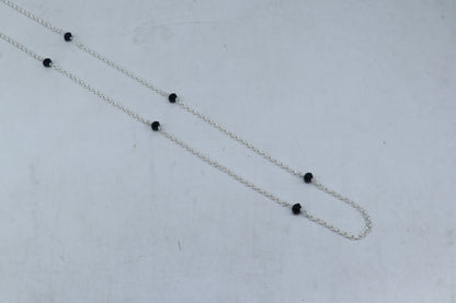 Pure 925 sterling silver black beaded chain necklace and vintage antique silver ball style pendant Mangalsutra ms122 - TRIBAL ORNAMENTS