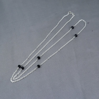 Pure 925 sterling silver black beaded chain necklace and vintage antique silver ball style pendant Mangalsutra ms122 - TRIBAL ORNAMENTS