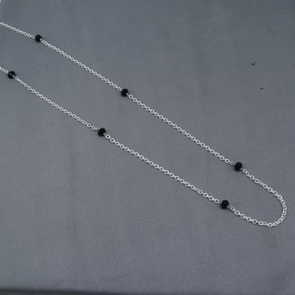 Pure 925 sterling silver black beaded chain necklace and vintage antique silver ball style pendant Mangalsutra ms122 - TRIBAL ORNAMENTS