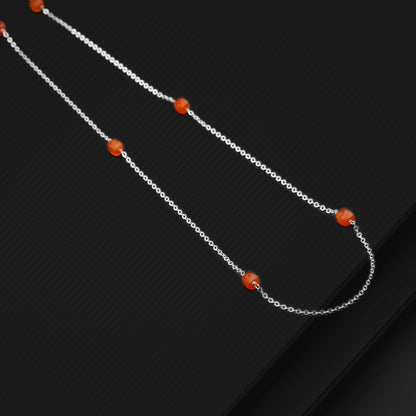 Pure 925 sterling silver chain necklace with vintage silver ball pendant, traditional Mangalsutra style by TRIBAL ORNAMENTS