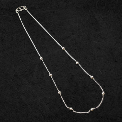 Pure 925 sterling silver pearl beads chain necklace, vintage antique style Mangalsutra necklace ms 101 - TRIBAL ORNAMENTS