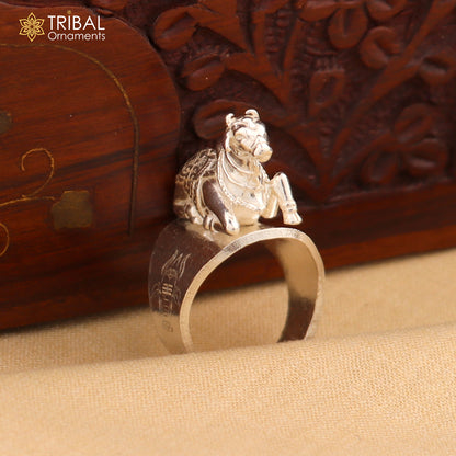 925 sterling silver Nandi design ring for men, featuring intricate tribal ornament details, from TRIBAL ORNAMENTS.