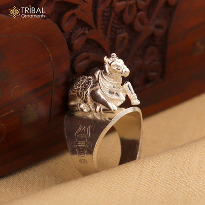 925 sterling silver Nandi design ring for men, tribal ornaments jewelry with detailed elephant motif.