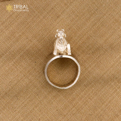 925 sterling silver Nandi design ring for men by Tribal Ornaments, featuring detailed tribal-inspired silver jewelry.