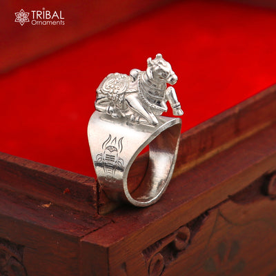 925 sterling silver Nandi design men's ring by TRIBAL ORNAMENTS, featuring intricate tribal-inspired pattern on a polished band.