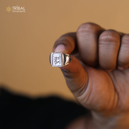 925 sterling silver Ram Ji design ring for men, tribal ornaments jewelry featuring intricate religious figure detail.