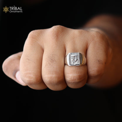Sterling silver Ram Ji design ring for men by Tribal Ornaments, featuring intricate religious jewelry craftsmanship.