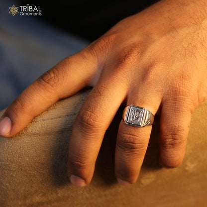 925 sterling silver Ram Ji design ring for men by TRIBAL ORNAMENTS, featuring intricate religious jewelry craftsmanship.