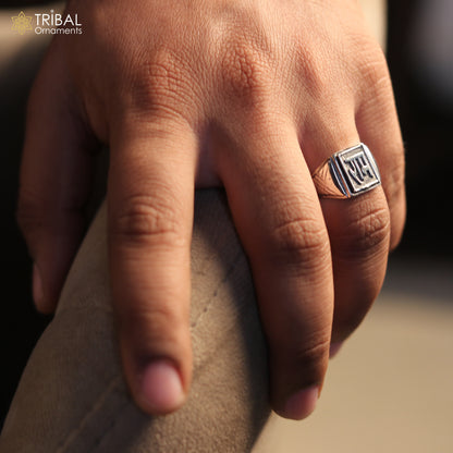 925 sterling silver Ram Ji design ring for men, Tribal Ornaments jewelry featuring intricate religious motif.