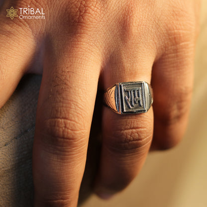 925 sterling silver Ram Ji design ring for men, tribal-inspired jewelry with intricate detailing by TRIBAL ORNAMENTS.