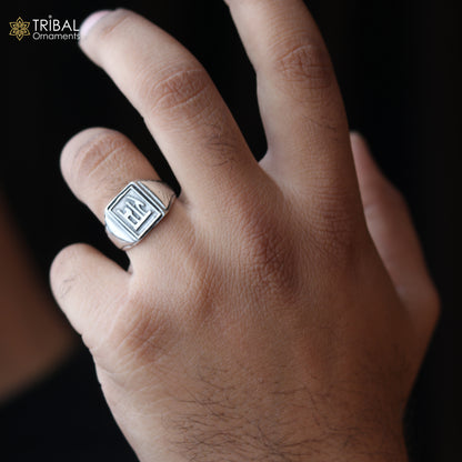 Sterling silver Ram Ji design men's ring by TRIBAL ORNAMENTS featuring intricate tribal jewelry craftsmanship.