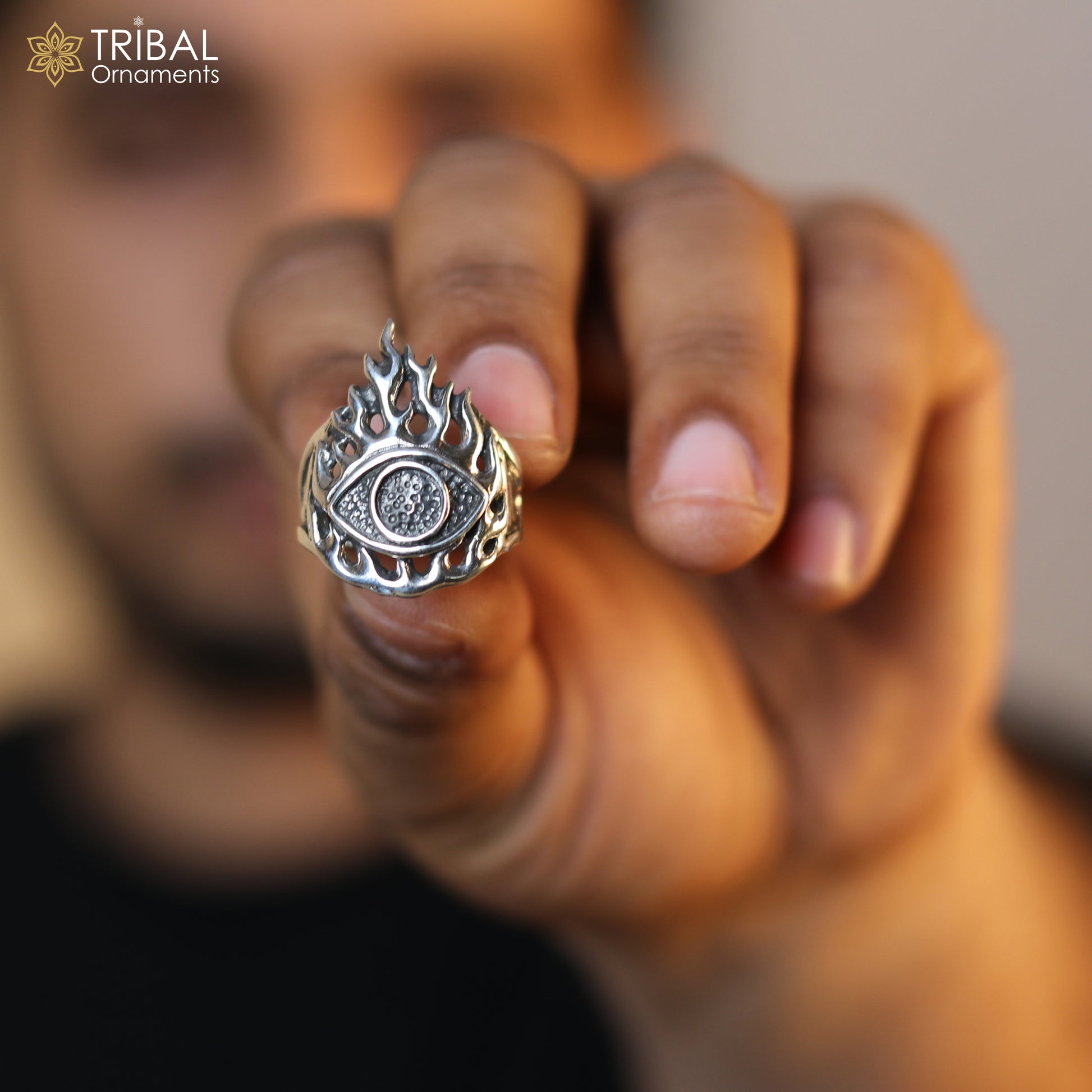 925 sterling silver seeing eye design ring men's Jewelry sr767 - TRIBAL ORNAMENTS