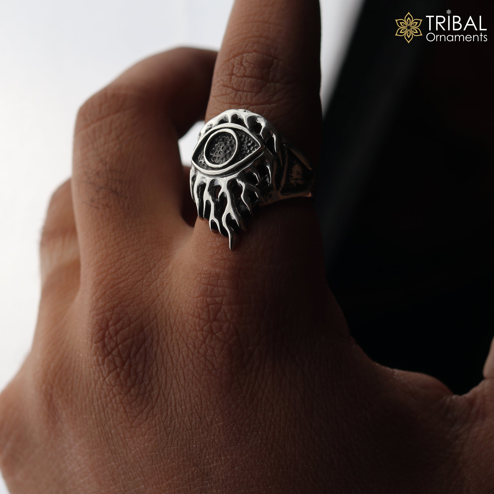 925 sterling silver seeing eye design ring men's Jewelry sr767 - TRIBAL ORNAMENTS