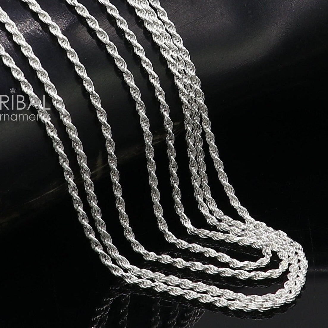2mm Rope chain 925 sterling silver handmade rope chain, necklace chain, plain bright silver trendy style UNISEX chain ch591 - TRIBAL ORNAMENTS